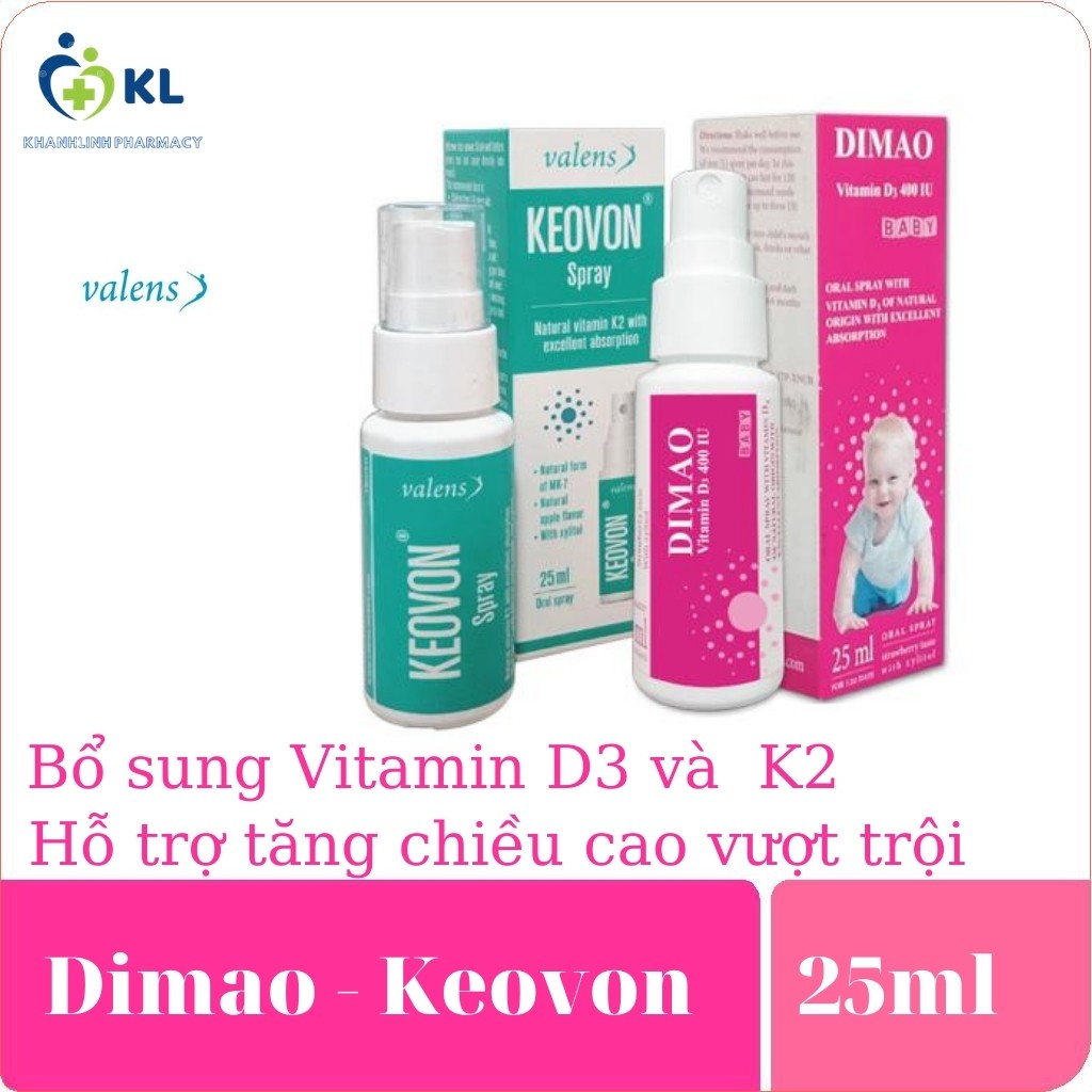 [Kèm Quà Tặng] Combo Tăng Chiều Cao Cho Trẻ Dimao Vitamin D3 + Keovon Vitamin K2