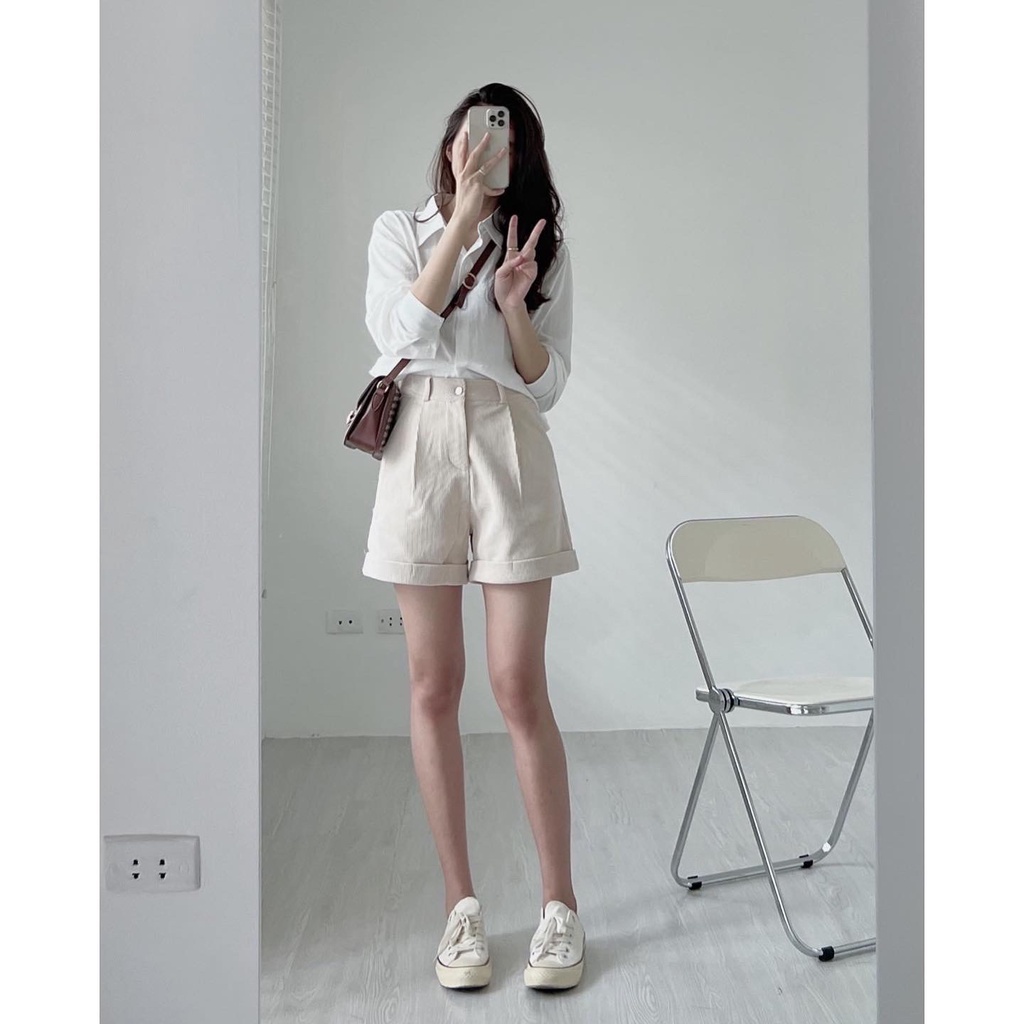 Áo sơ mi croptop xẻ lưng tay dài 2 màu ulzzang