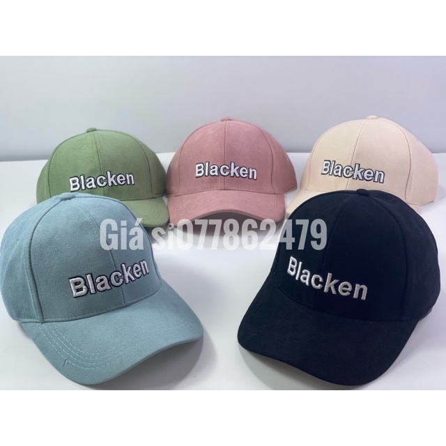 Nón kết lưỡi trai ❤️ Nhung mịn thêu chữ blaken Hàn Quốc cá tính thời trang