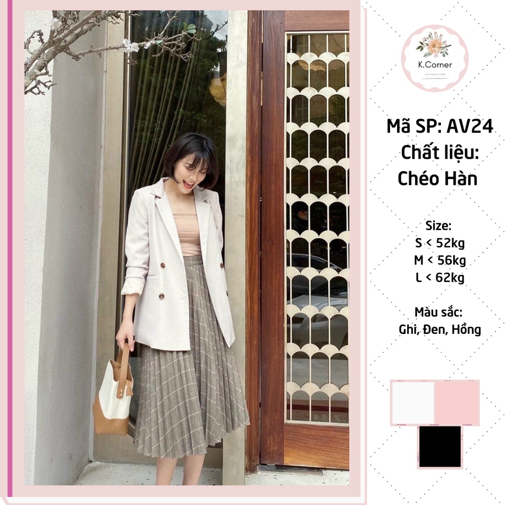 Áo vest nữ blazer công sở Hàn Quốc dáng dài trẻ trung giá rẻ thời trang thiết kế Kcorner AV24 | BigBuy360 - bigbuy360.vn