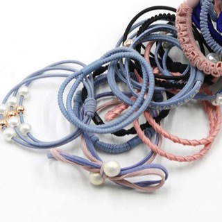 Set 12 dây thun cột tóc nơ hoa lá nhiều mẫu nhiều màu dễ thương kèm túi đựng tiện lợi - popanda