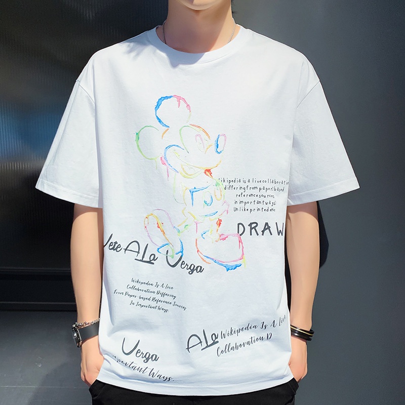 Áo thun nam, áo phông nam tay ngắn cổ tròn chất thun lạnh co giãn 4 chiều hình micky alex cool