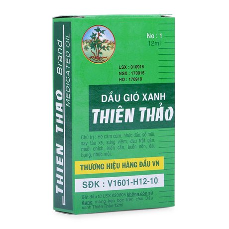 Dầu gió xanh Thiên Thảo 12ml - Nguyên hộp 12 chai