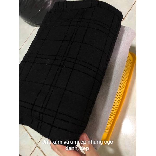 vải umi hàn ( umi ép nhung và umi xám)