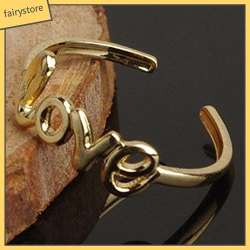 Nhẫn đeo ngón tay/ ngón chân phối chữ Love thiết kế đơn giản cho nữ