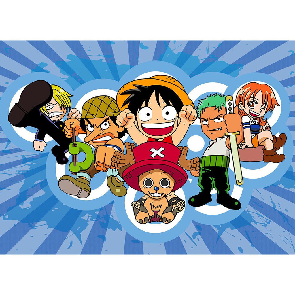 Tranh ghép hình Tini Puzzle 450 mảnh bằng giấy One Piece Chibi - có nhận in theo yêu cầu tranh xếp hình 36x50