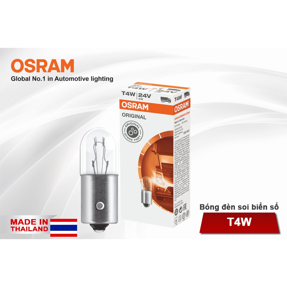 [Mã BMBAU50 giảm 10% đơn 99k] Combo 10 Bóng Đèn Soi Biển Số OSRAM Original T4W 24V 4W Nhập Khẩu Chính Hãng