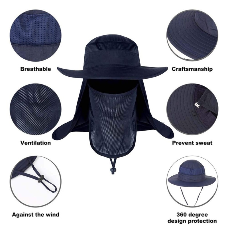 QQ Mũ Vành Rộng Chống Nắng / Tia UV Có Thể Tháo Rời Bảo Vệ Mặt Và Cổ Tiện Dụng