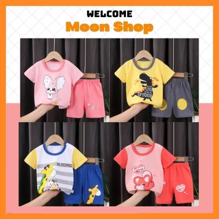 [Size nhí đại] Bộ Cộc Tay In Hình Ngộ Nghĩnh Cho Bé Trai Bé Gái Chất Cotton 100% Thấm Hút Mồ Hôi Cực Tốt Size 12 - 35kg