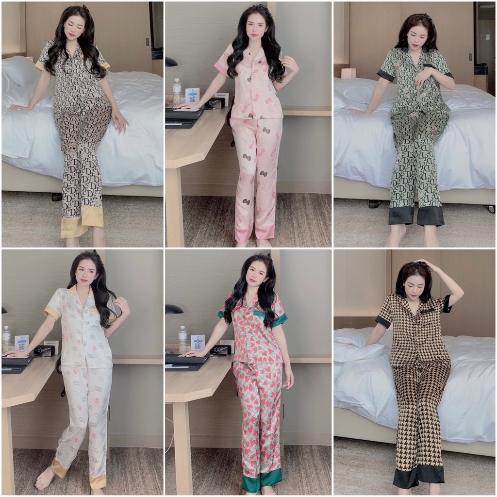 MẪU MỚI ☘Đồ Bộ Pijama - Bộ Lụa Tay Ngắn Họa Tiết Thiết Kế Sang Chảnh Chất Liệu Satin | BigBuy360 - bigbuy360.vn