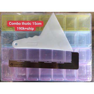 Combo thước đính đá + khay đá + khay