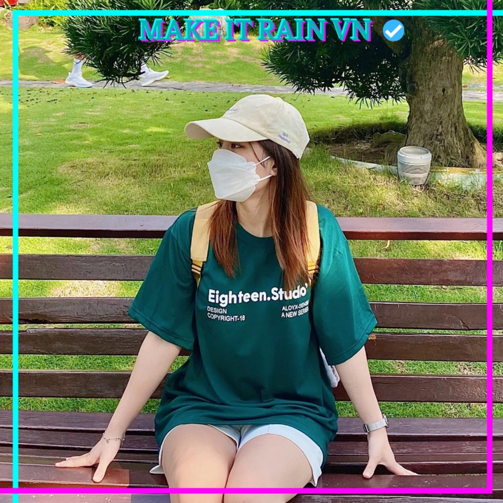 Áo Thun Tay Lỡ Unisex EIGHTEEN Make It Rain VN, Áo Phông Nam Nữ Form Rộng
