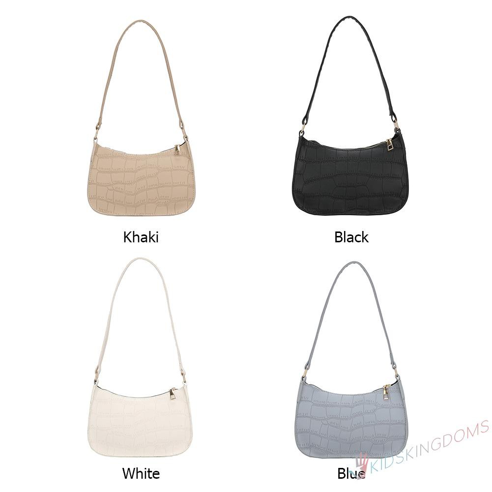 【Big Sale】Fashion Women Alligator Pattern Pure Color Shoulder Underarm Bag PU Handbag