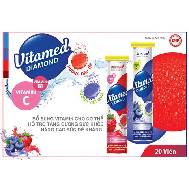 Viên sủi Medstand Vitamed Diamond (8 Hương vị) - Bổ sung vitamin, khoáng chất, tăng cường sức khỏe, đề kháng