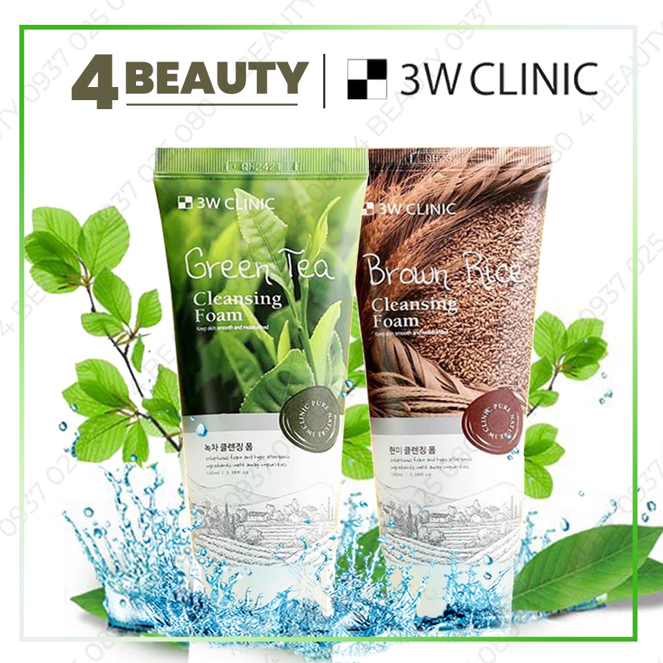 Sữa Rửa Mặt 3W Clinic Trà Xanh Dưỡng Ẩm Da 100ml Green Tea Cleansing Foam