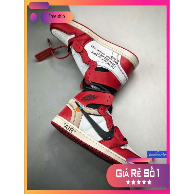 Giày thể thao AIR JORDAN 1 OFF WHITE Retro High Chicago đỏ trắng siêu đẹp cho nam và nữ siêu đẹp *