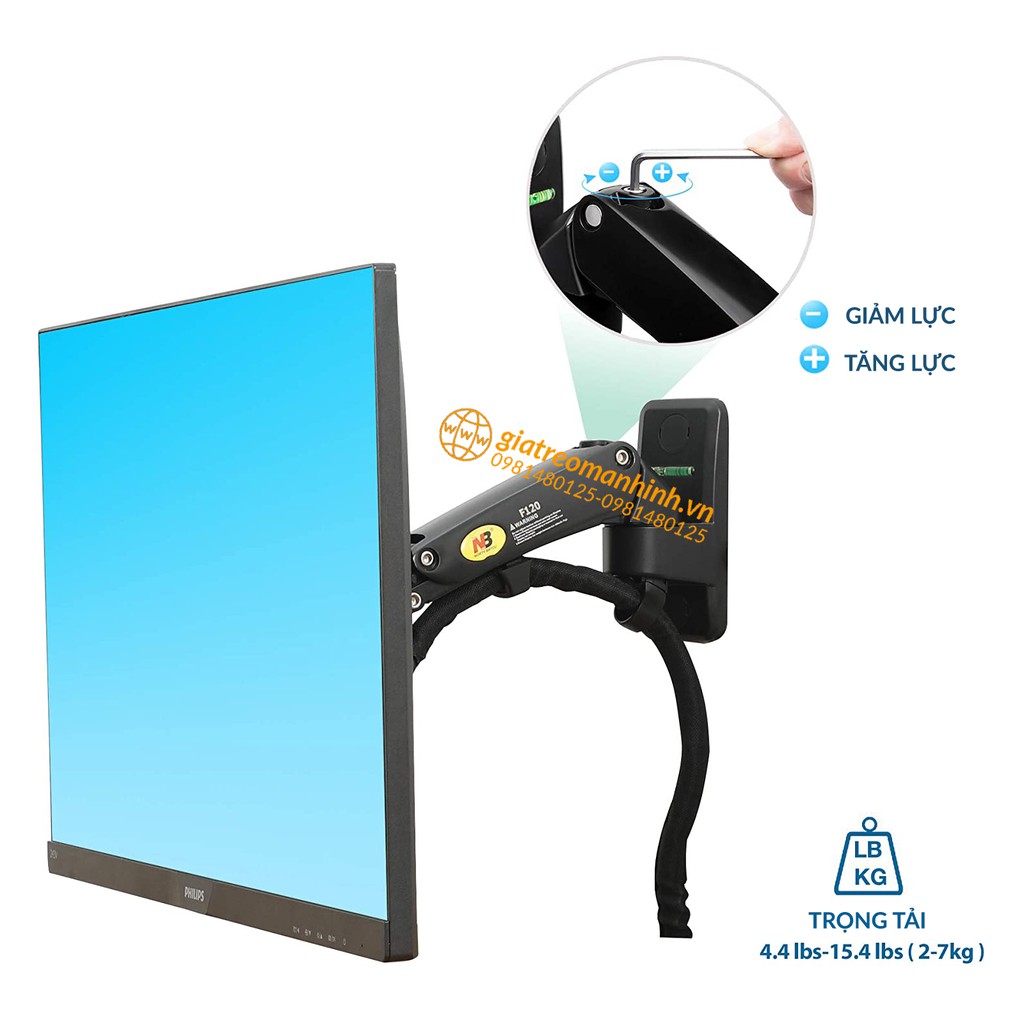 Giá Treo Màn Hình NB-F120 Tương Thích Màn 17 - 27 Inch / Lắp Đặt Treo Tường Tùy Chỉnh Đa Năng - Xoay Màn 360 Độ