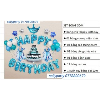 Set bóng trang trí sinh nhật công chúa elsa, sofia, búp bê