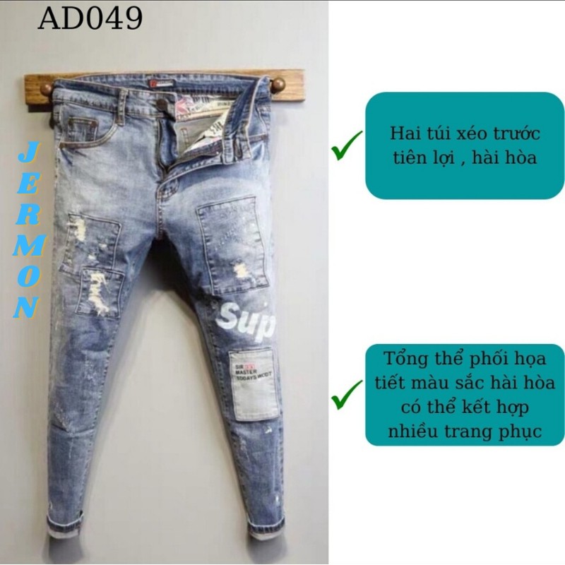 Quần Jean Nam (FREESHIP) Chất Bò Cao Cấp Đen Trơn  AD049JM (44-72KG) | BigBuy360 - bigbuy360.vn