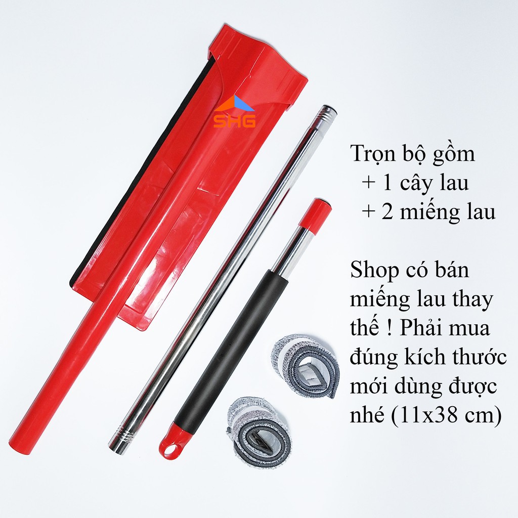 CÂY LAU NHÀ TỰ VẮT 360 ĐỘ CÓ GẠT NƯỚC CAO CẤP, 2 MIẾNG LAU,  BÔNG LAU KÍCH THƯỚC 11X38CM