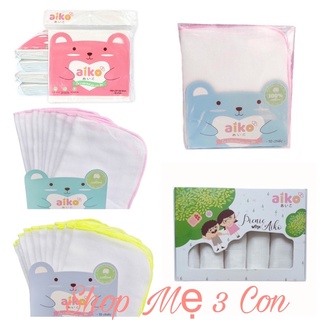 Khăn sữa Aiko cao cấp 4 lớp, khăn sữa in hình bịch 10cái