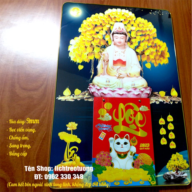 Lịch bloc 2024, lịch bìa bloc 20x30cm, 17x24cm, 15x21cm - Bìa dày 9mm, bọc viền vàng