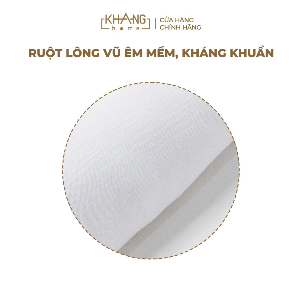 Gối Nằm Trẻ Em Vải Cotton Ruột Lông Vũ  ( Microfiber) Khang Home - An Toàn, Êm Ái, Mềm Mại Cho Bé