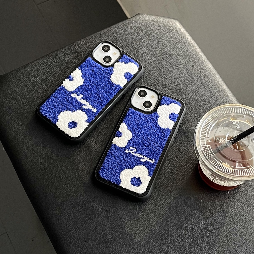 Ốp Điện Thoại Tpu Phối Lông Thêu Hoa Cho iPhone 14 13 12 11 Pro XS Max XR 7 8 Plus