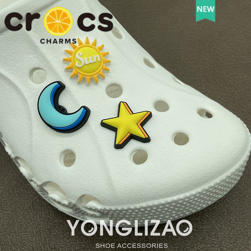 Phụ Kiện Trang Trí Giày crocs Họa Tiết Trăng Sao Mặt Trời DIY