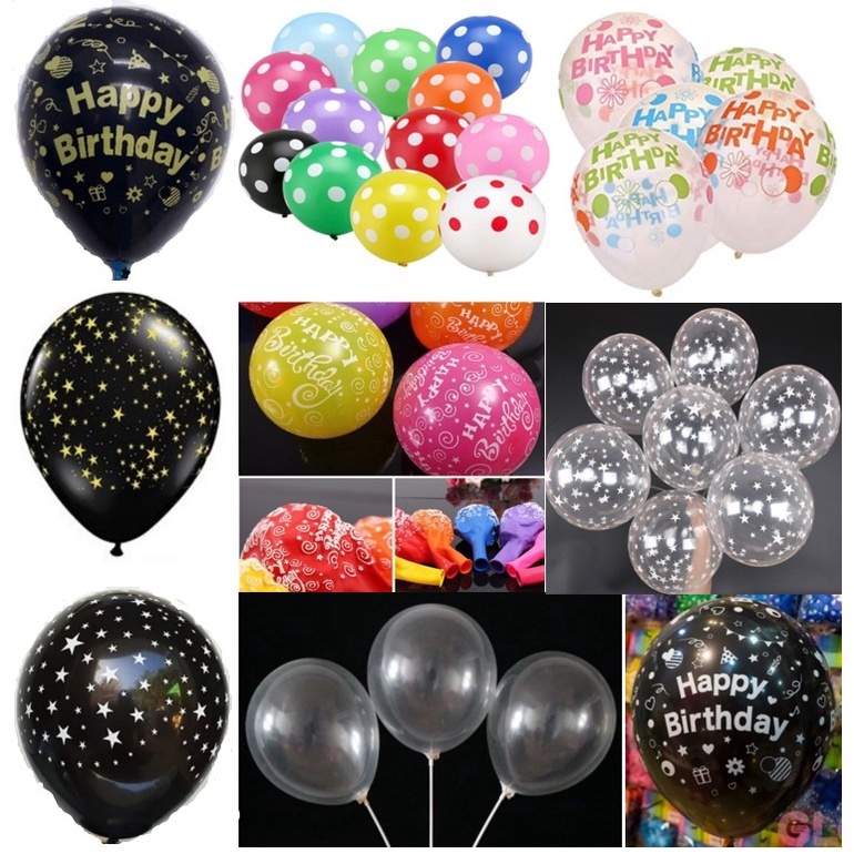 Bong Bóng Tròn Trong Suốt , In Happy Birthday Ngôi Sao Chấm Bi , Bong bóng Trang trí Sinh Nhật Tiệc Cướ Sự Kiện Ngày Lễ