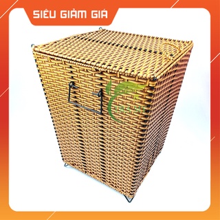 Sọt vuông đựng quần áo - Size Trung, Sọt đựng rác có nắp đậy - Mây Tre Trà My