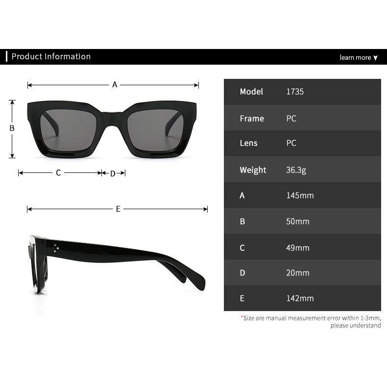 Kính Mát Gọng Vuông Phong Cách Âu Mỹ Cổ Điển Thời Trang Cho Nam Và Nữ | BigBuy360 - bigbuy360.vn