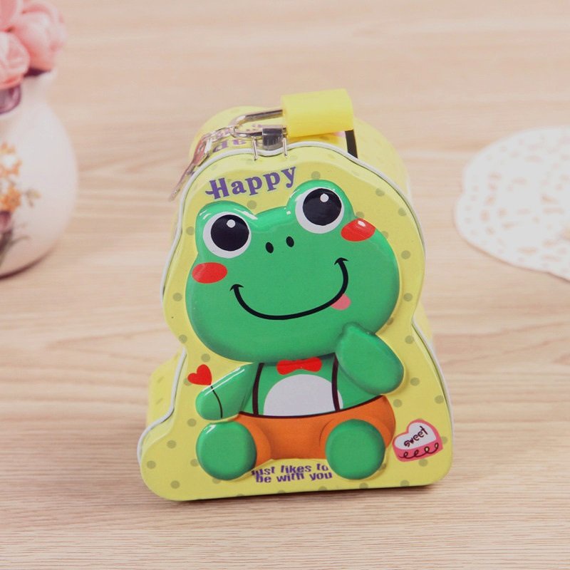 Két Sắt Ống Heo Tiết Kiệm Hình Thú Có Khóa Mini Cho Bé