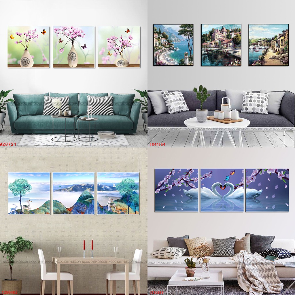 [SALE] bộ 3 tấm tranh treo tường, tranh phòng khách, tranh phong thủy tuyệt đẹp loại 1 giá rẻ 30x30x3 [HOT]