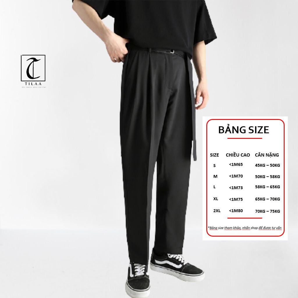 quần baggy nam TILAA FASHION- quần tây ống rộng nam kèm đai- quần ống suông nam giá rẻ kiểu dáng unisex QB04 | BigBuy360 - bigbuy360.vn