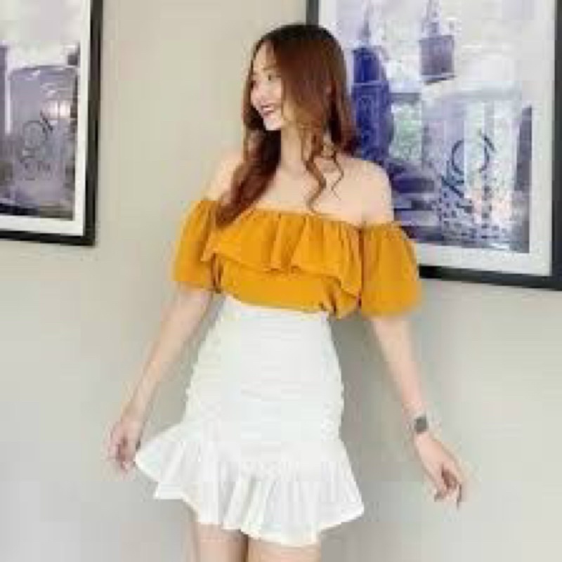 Chân váy nhún đuôi cá chất kate mềm mịn có quần trong