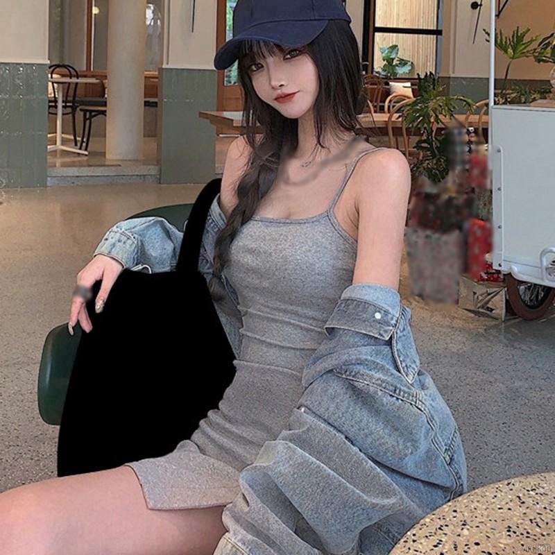 Đầm Ôm Hai Dây Hở Lưng Phong Cách Quyến Rũ Dành Cho Nữ đầm hoa váy hoa nhí