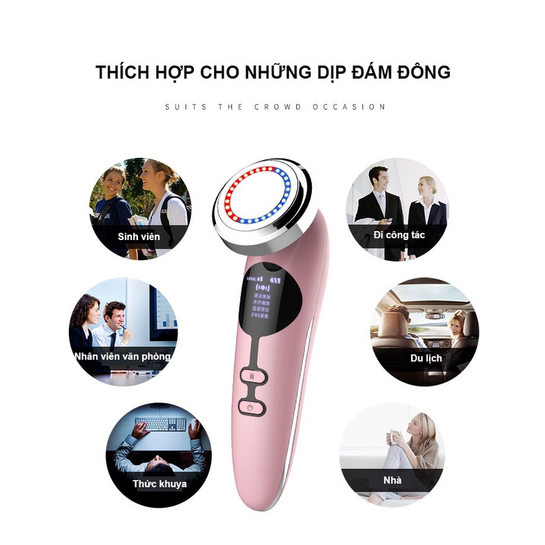 Máy Di Tinh Chất Mát Xa Nâng Cơ Đẩy Dưỡng Chất Chăm Sóc Da Chuyên Sâu - Máy Massage Mặt Cầm Tay ion