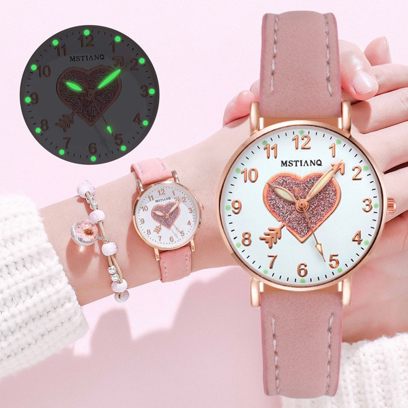 Women Waterproof Luminous Watch Fashion Casual Leather Belt Watches Simple Exquisite Quartz Wristwatch
