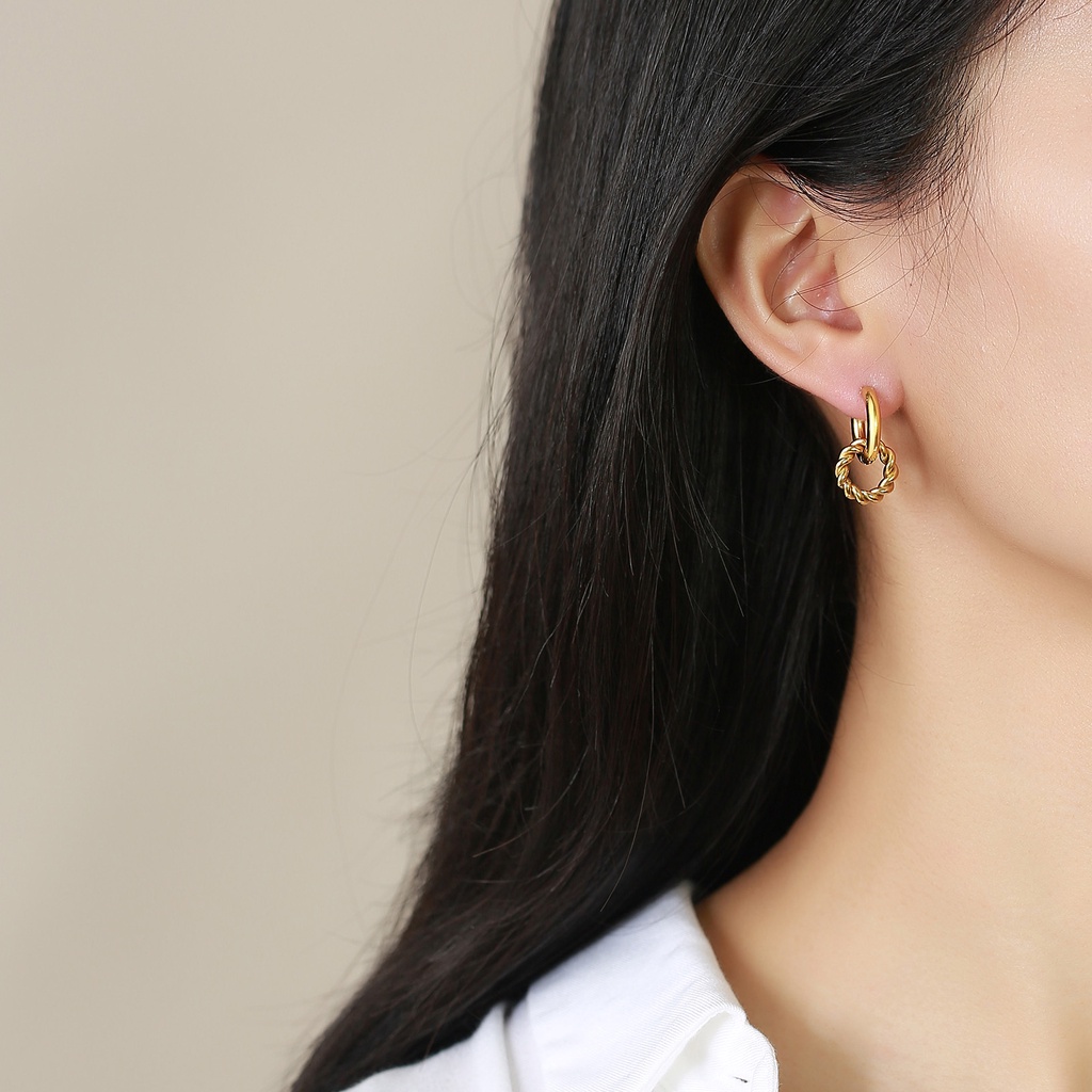 Khuyên tai VNOX dạng vòng mạ vàng 2.5*15mm