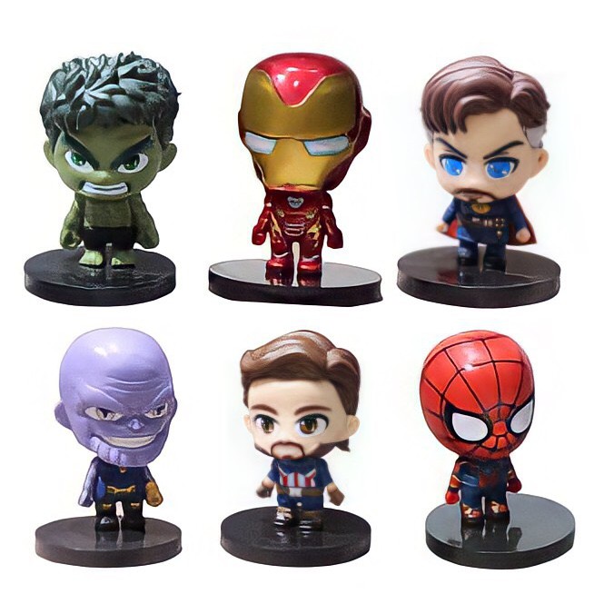 [Mã 155LIFESALE giảm 8% đơn 99K] Bộ sưu tập để bàn trang trí 6 mô hình siêu anh hùng mini Marvel cực đáng yêu