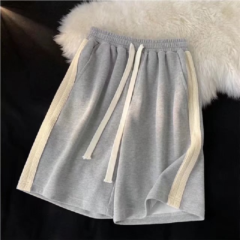 Quần ngắn ống rộng Họa Tiết Sọc Ngang Phong Cách Nhật Bản Dành Cho Nam