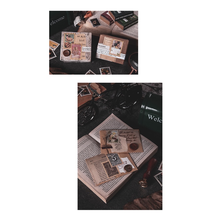 Hộp gồm 100 tem dán dùng trang trí hoặc làm phụ kiện chụp ảnh với kiểu dáng cổ điển đẹp mắt