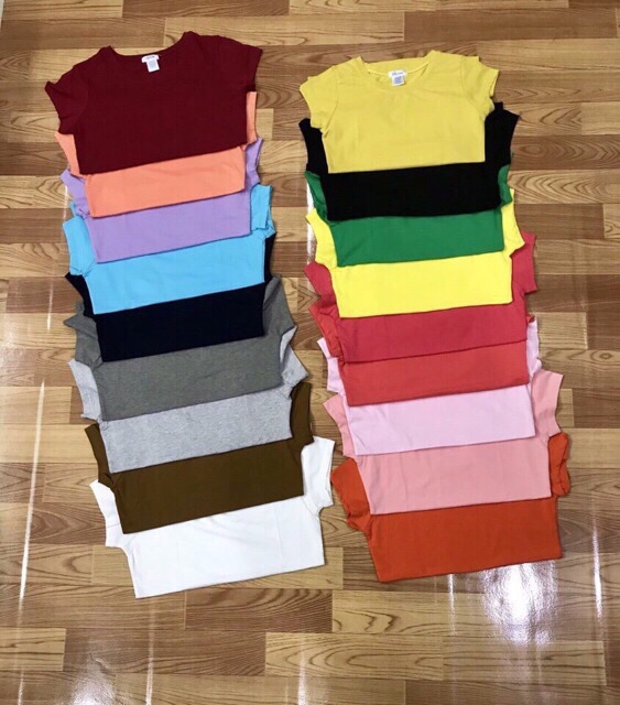 Áo thun trơn cổ tròn [ thun cotton dẻo không xù xì ]