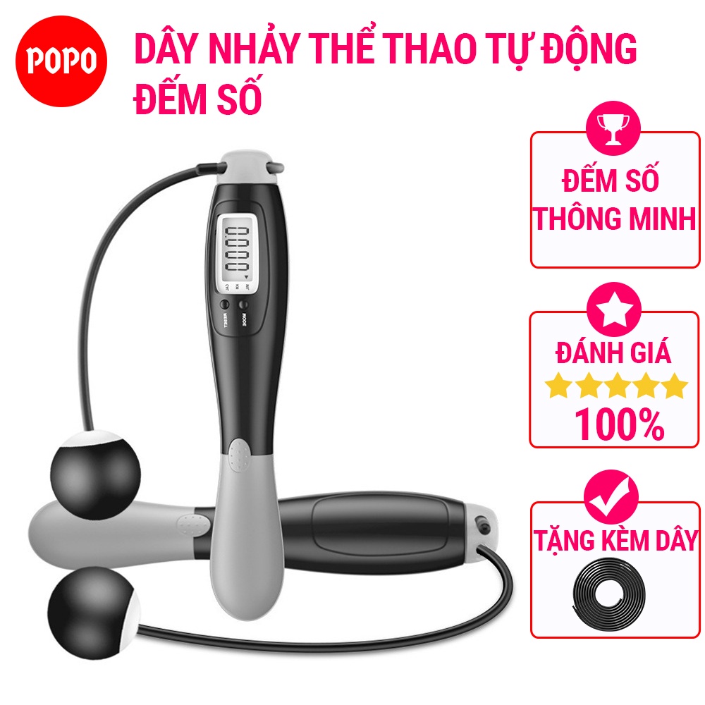 Dây nhảy đếm vòng POPO XS1102, đếm số tự động có chế độ nhảy không cần dây