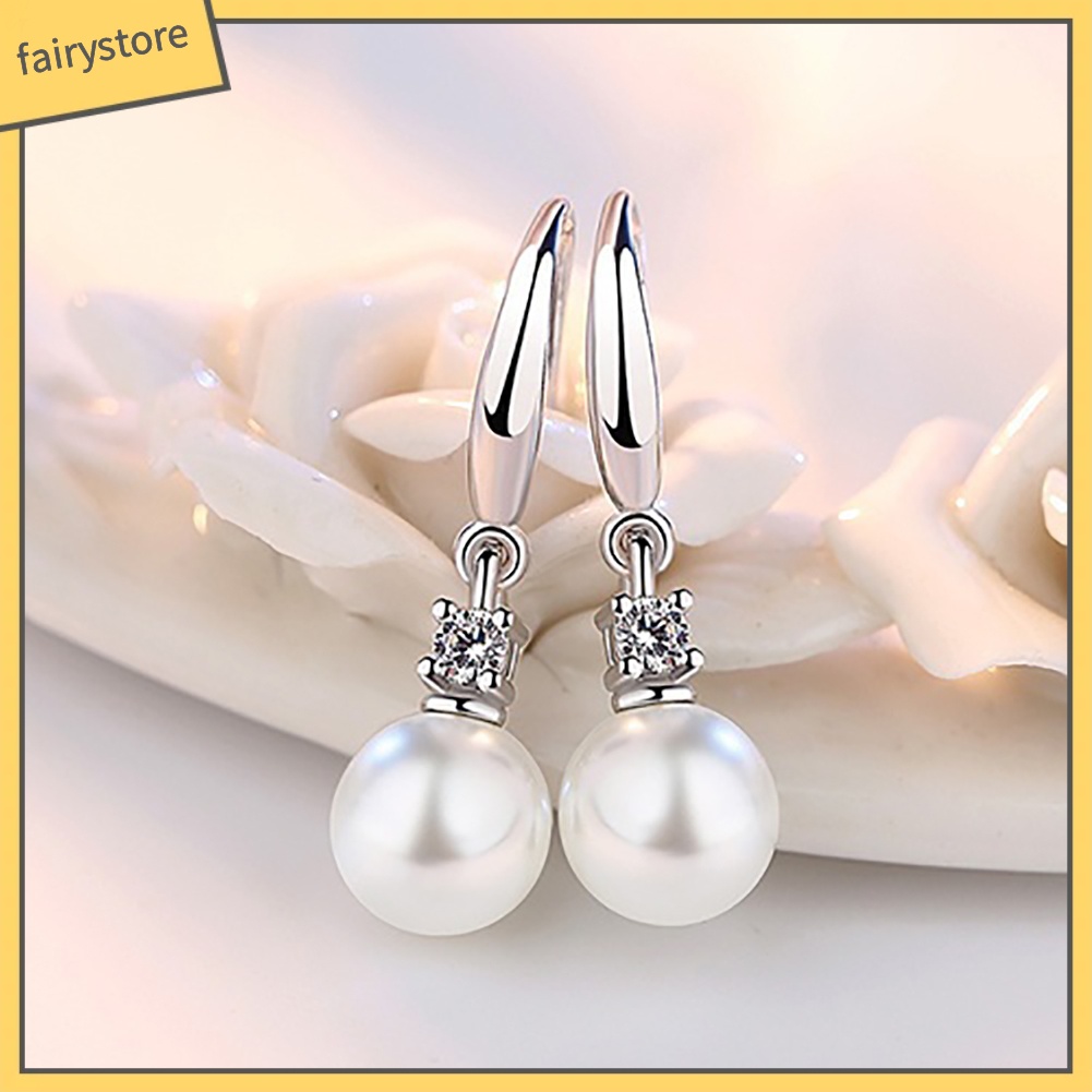 Khuyên Tai Dạng Móc Đính Ngọc Trai Nhân Tạo Kiểu Dáng Thời Trang