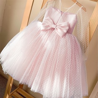 Đầm xòe công chúa NNJXD tulle họa tiết chấm bi dự tiệc cưới sinh nhật dành cho bé gái