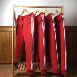 Quần Jogger Thể Thao Đỏ 3 Sọc Trắng - Bo chun, vài đẹp