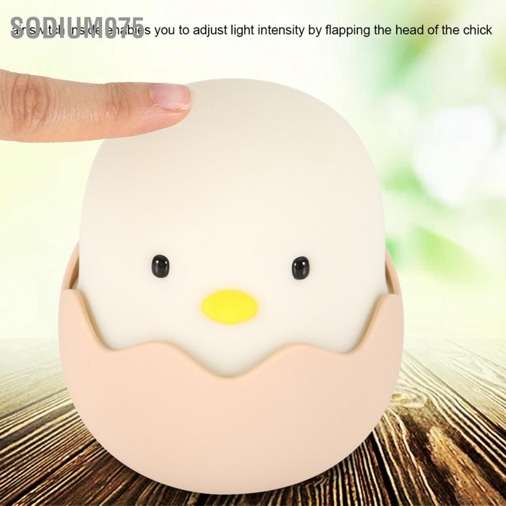 Sodium075 Sodium075 Hình dạng gà con dễ thương Đèn ngủ USB silicon có thể sạc lại đọc sách nhỏ