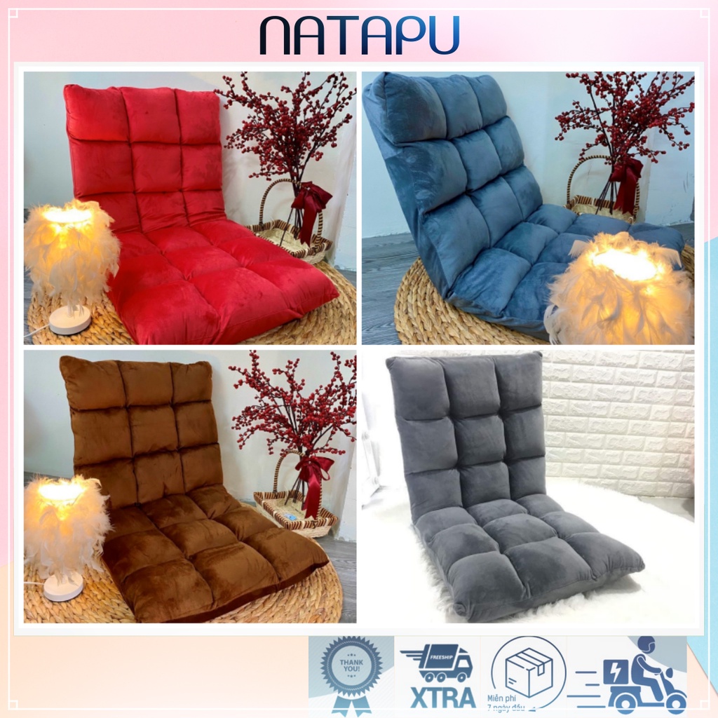 Ghế bệt dựa lưng, ghế tựa lưng Tatami kiểu nhật điều chỉnh 5 cấp độ ngồi thư giản bằng vải nhung mịn